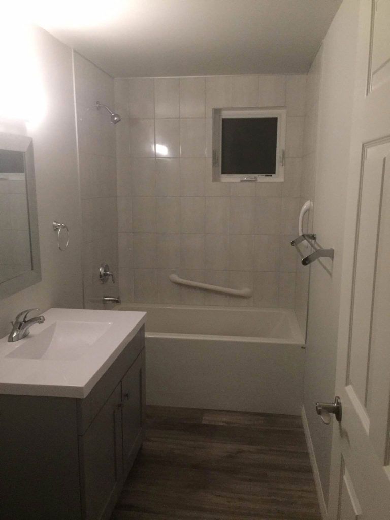 Custom bathroom renovation with a deep tub